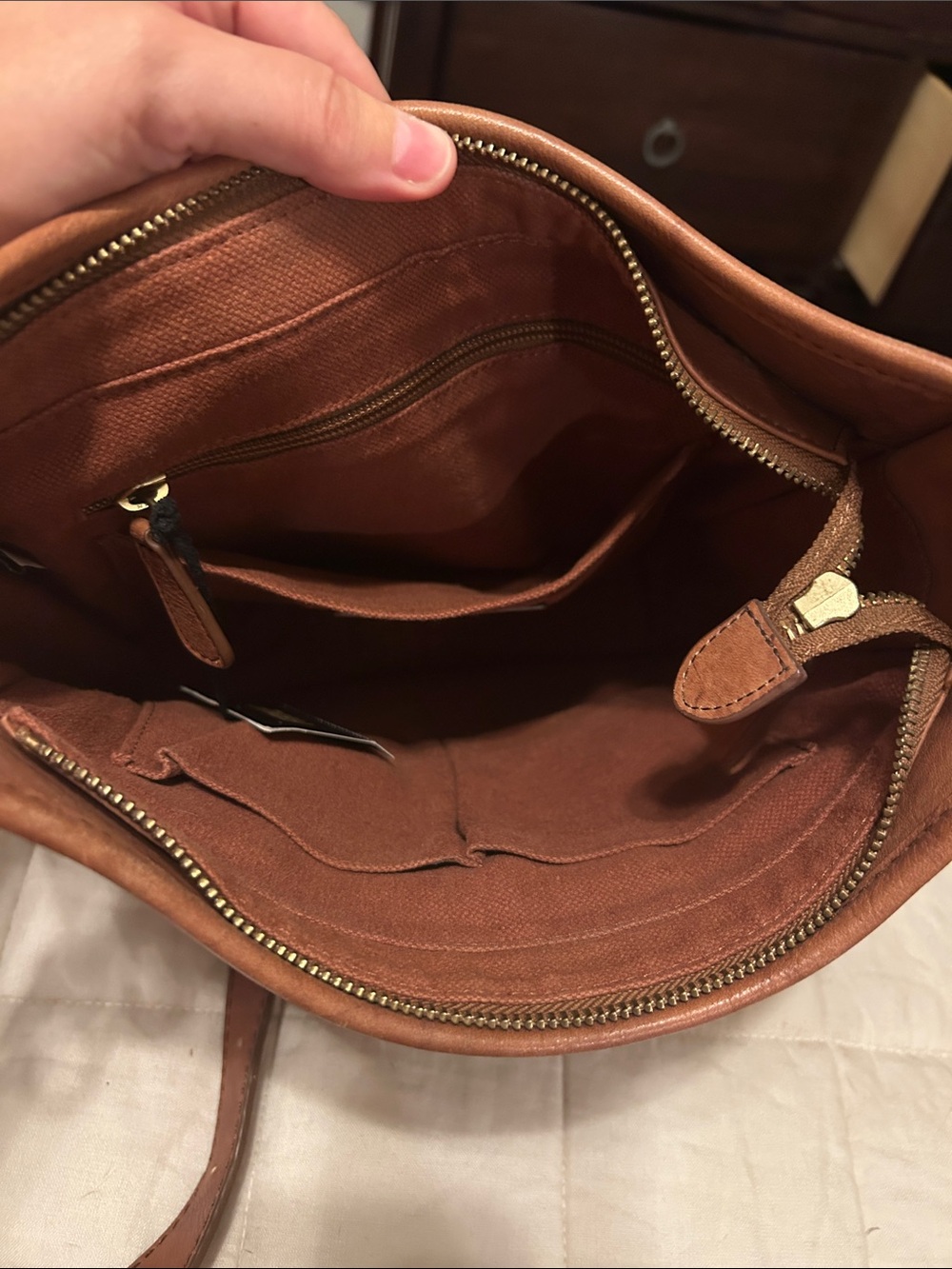 Frye Brown Leather Shoulder Bag with Adjustable Strap - Picture 3 of 3